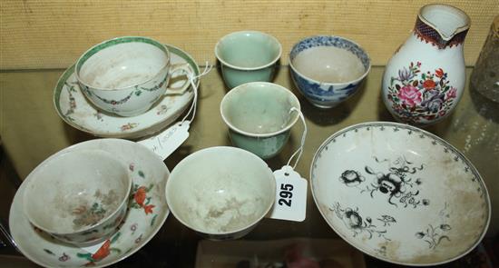 Group of Chinese tea bowls and a jug